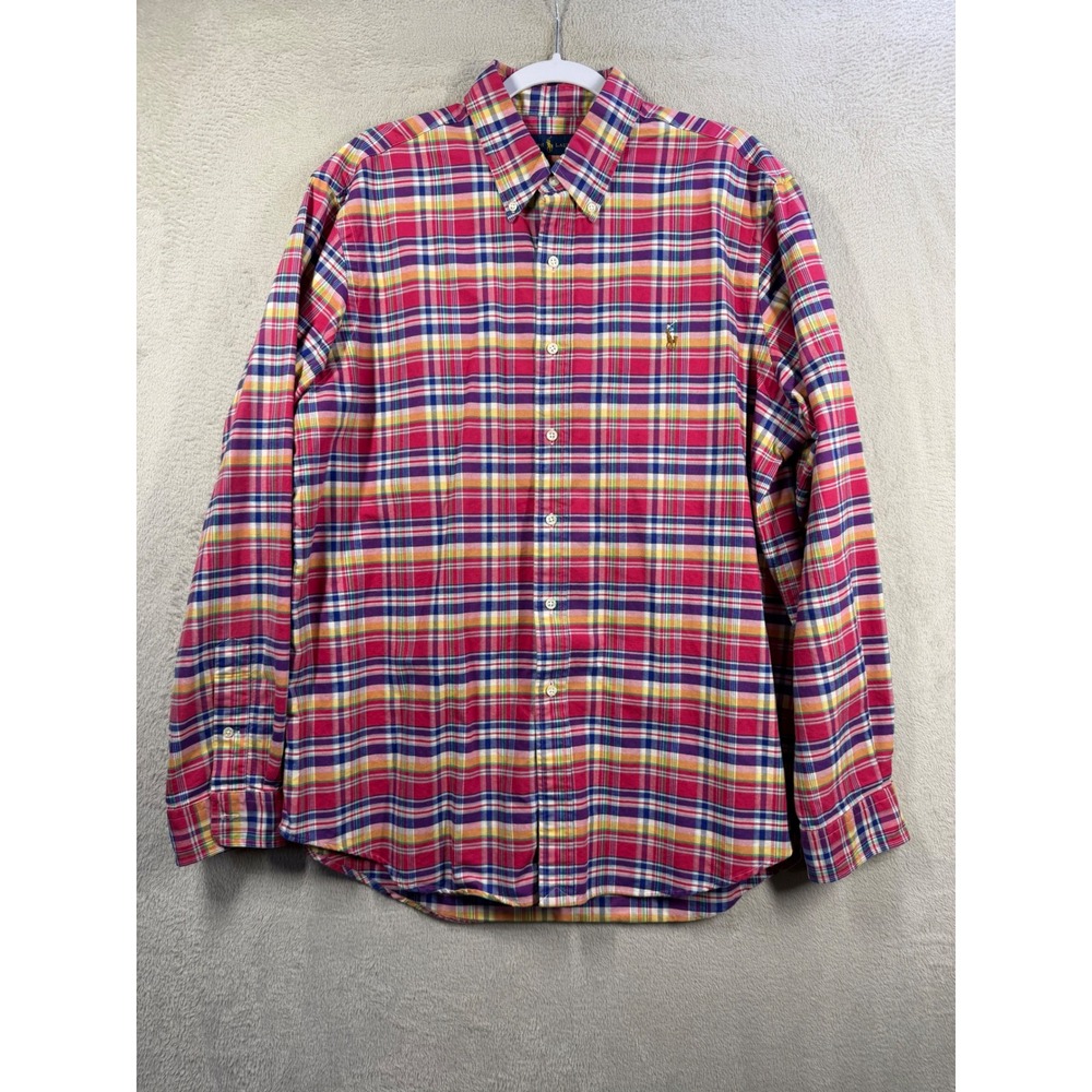 Polo Ralph Lauren Button Down Men XL Pink Plaid Long Sleeve Pony Logo Shirt